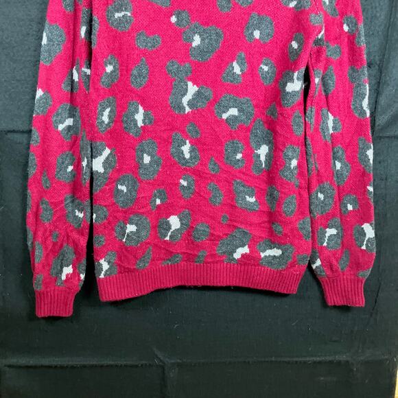 Ann Taylor LOFT Womens Sweater Pink Animal Print Wool Blend Medium - Picture 3 of 12